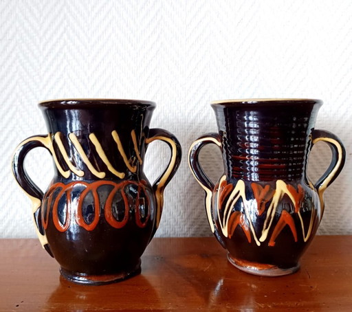 2 Vintage-Keramikvasen aus den 1960er Jahren