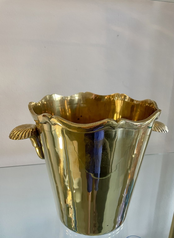 Image 1 of Refroidisseur à champagne/à vin en laiton avec poignées en forme de coquillage