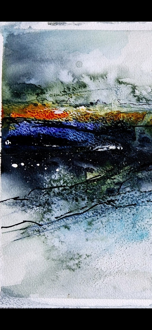 Storm is coming,aquarelle en techniques mixtes