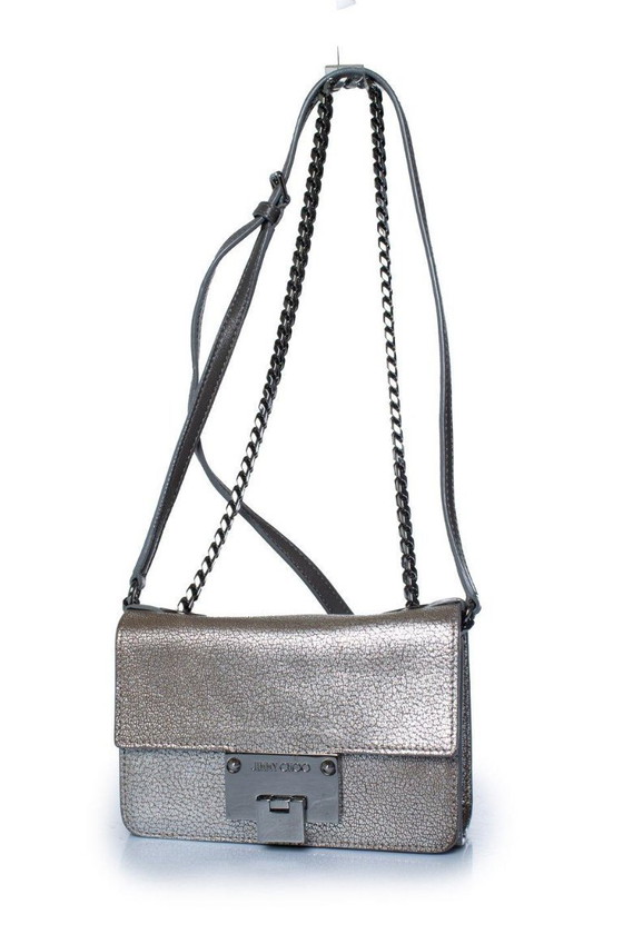 Image 1 of Bolso bandolera Jimmy Choo Rebel de piel plateada