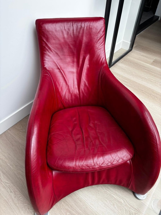 Image 1 of 2 montis leren loge stoelen. Zwart en rood. Mag ook apart verkocht