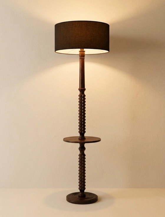 Massief Eiken Lees Vloerlamp Charles Dudouyt – Vloerlampen, Wood (photo 2 of 7)