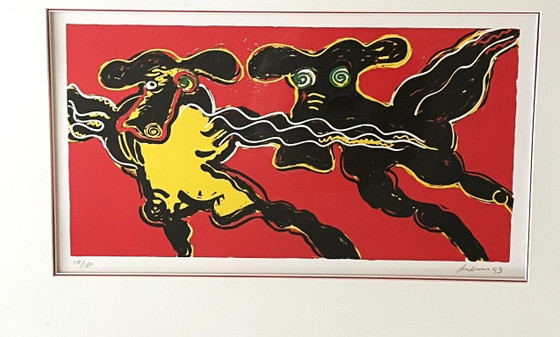 Peter Diem (1945) - Flying Cows Red – Litografías y grabados, Aluminio (photo 2 of 8)