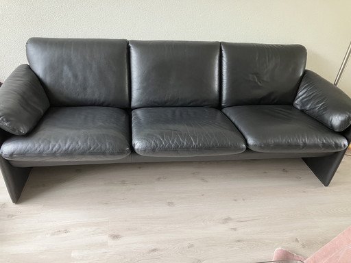 Leolux catalpa 3-seater sofa, black leather