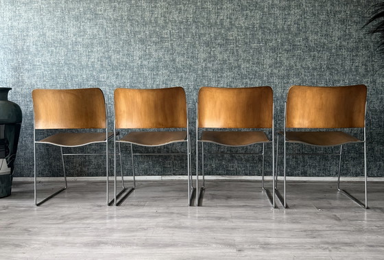 Image 1 of Set aus 4 HOWE 40/4 Stühlen – David Rowland – Bugholz und Stahl