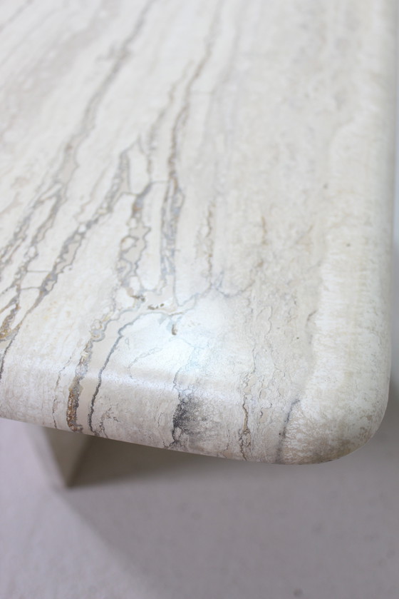 Image 1 of Vintage Travertin Salontafel, Bijzettafel - Natuursteen