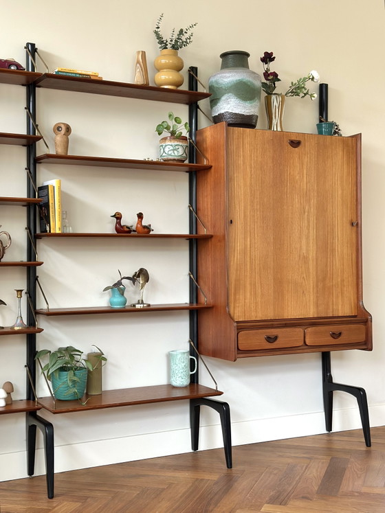 Image 1 of Vintage wandmeubel Webe Louis van Teeffelen teak jaren 50/60