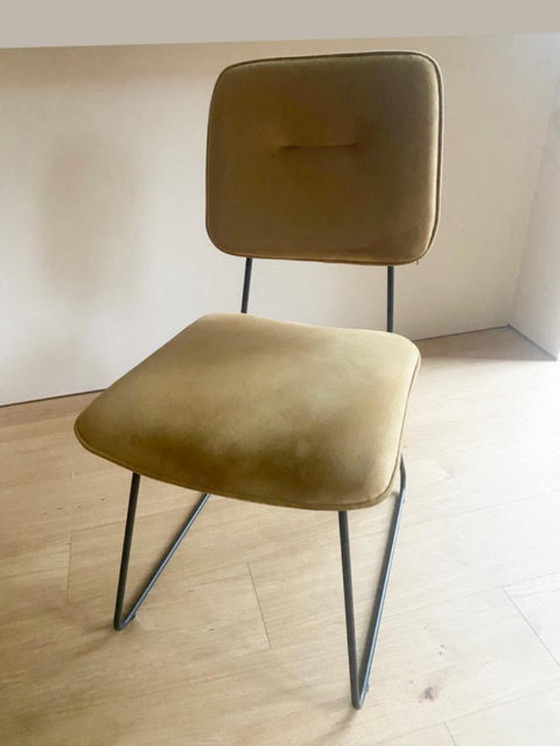 Image 1 of 6 Velvet Chairs – Black Steel Frame