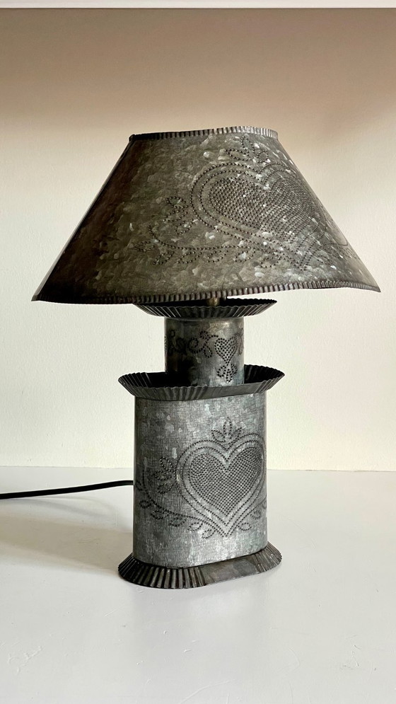 Image 1 of Vintage Zinc Heart Lamp