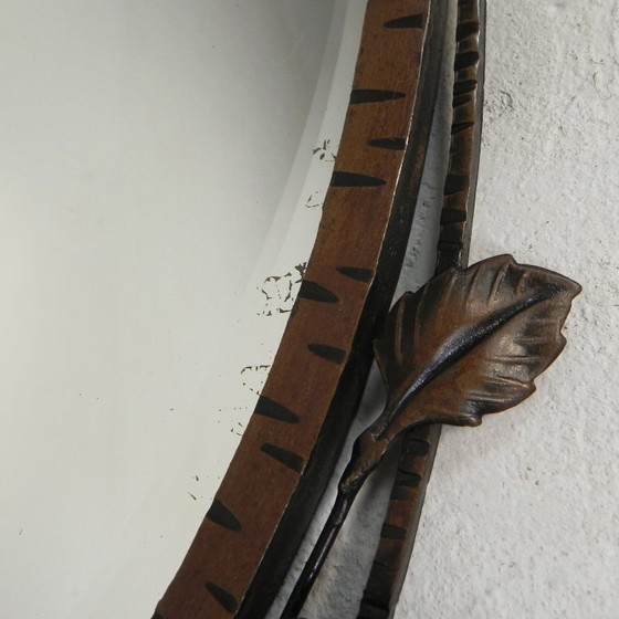 Image 1 of Art Deco mirror with faceted glass in steel frame, 1930s
