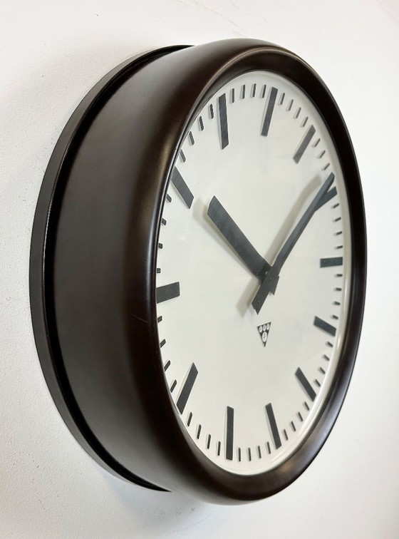 Image 1 of Large Industrial Bakelite Factory Wall Clock from Pragotron, 1960s