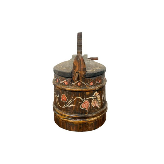 Chopine en bois suédoise peinte à la main, art populaire, Objets déco, Marron, Rustic (photo 2 sur 9)