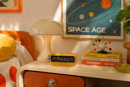 Space Age Alarm Clock Sankyo 4000 / Ocher - Yellow / 1970's Vintage Flip clock