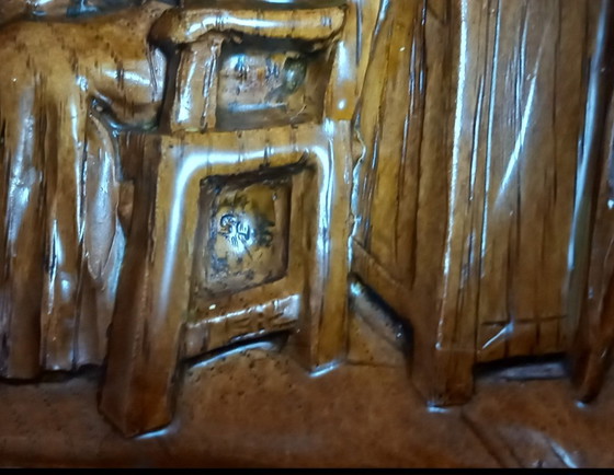 Image 1 of LOTTO: 2 BASSORILIEVI "BOIS SIC" - SCENE DI VITA CONTADINA (ANNI '70) Firmati