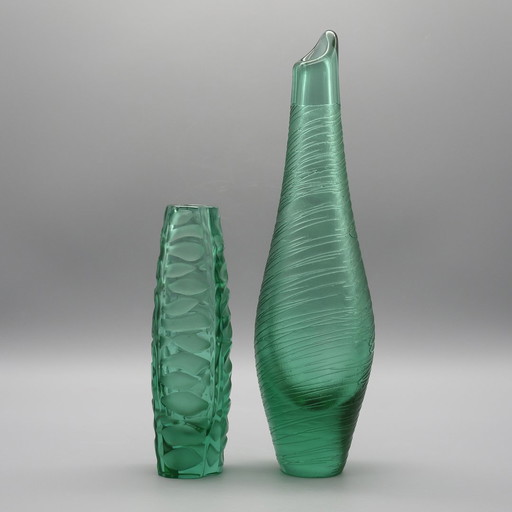 ŽBS Sklo Union Josefodol Železný Brod Vaclav Horacek & Miroslav Klinger Vase Duo