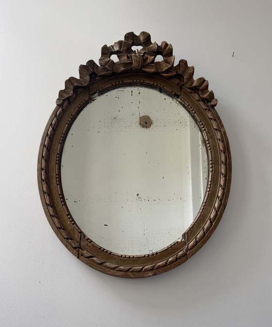 Image 1 of Antique Louis XVI Oval Knot Mirror