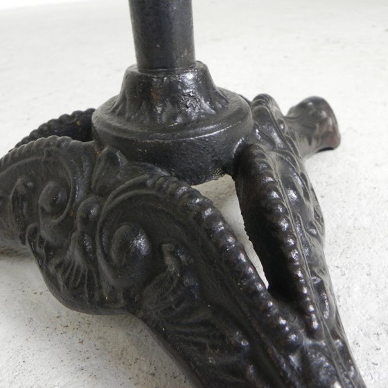 Image 1 of Bistro table with cast iron legs and round steel top, 1930s