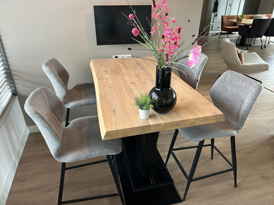 Image 1 of Table de bar (table haute) en bois 140x80x94 avec 4 tabourets