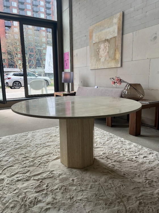 Image 1 of Travertin eetkamertafel rond Ø139cm