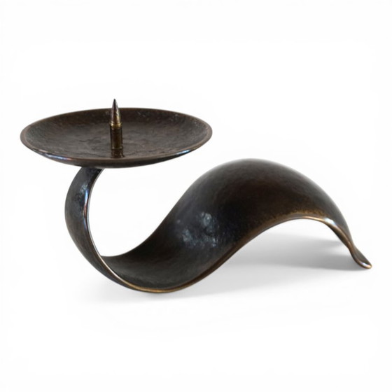Image 1 of Bauhaus Sculptural Bronze Candlestick by Benno Meyer, 1930