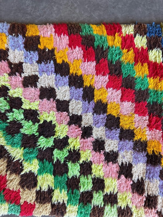 Image 1 of Vintage Moroccan Boucherouite Rug - Checkered Pattern Rug