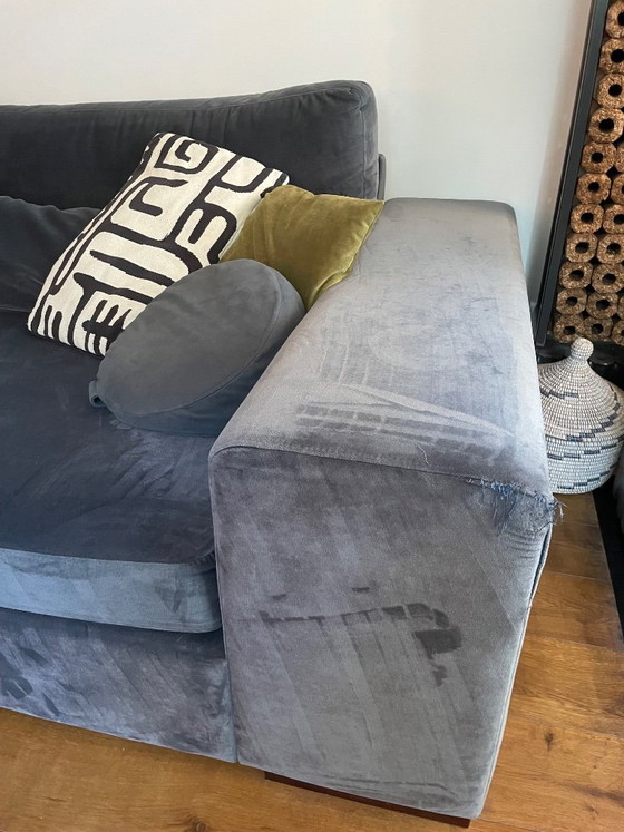 Mega blue velvet lounge sofa Homestock – Corner sofas, Wood (photo 7 of 8)
