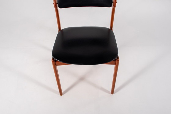 Image 1 of Set of 4 Mid-Century Danish Teak Dining Chairs with Black Skai Seats, 1960s