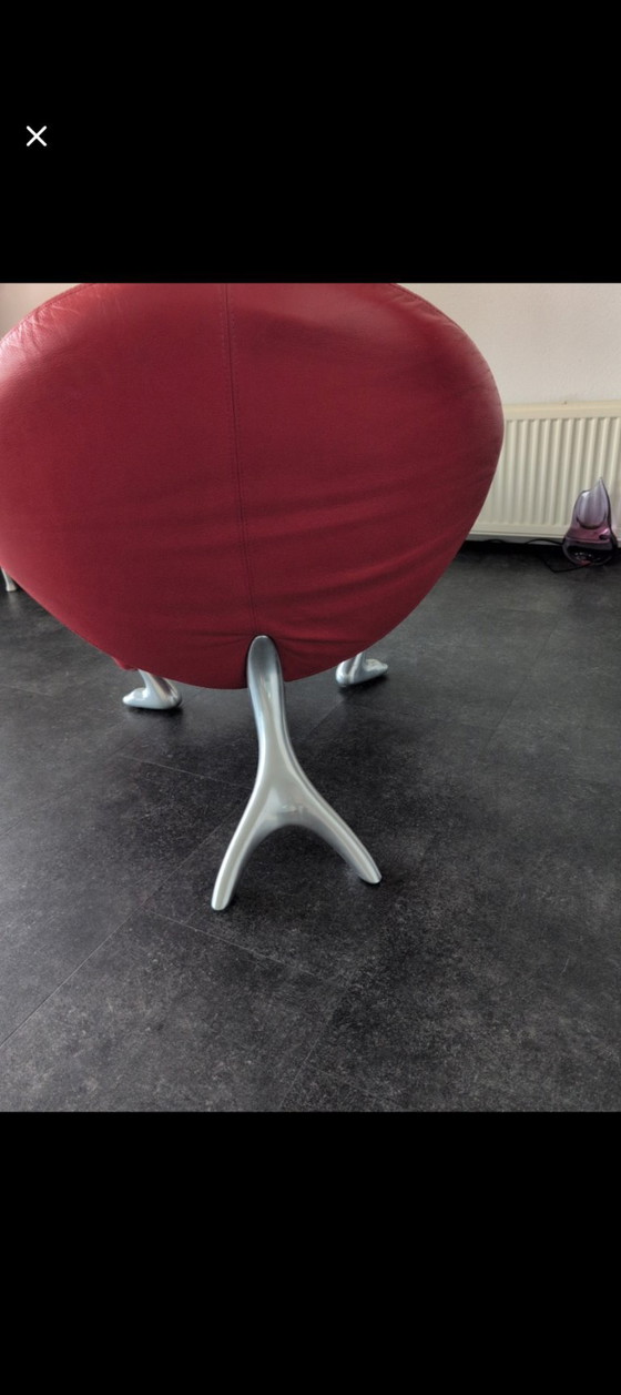 Image 1 of Leolux Papageno Designer-Sessel – rotes Leder – Originaletikett – Top-Design aus den Niederlanden