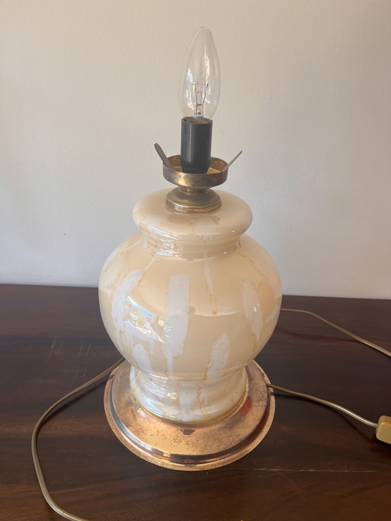Image 1 of Vintage Lamp Van Glas Met Messing