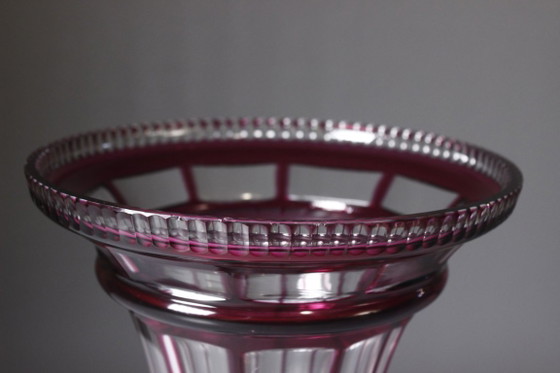 Image 1 of Antike, doppelwandige, violette Kristallvase im Baccarat-Stil, 20. Jahrhundert