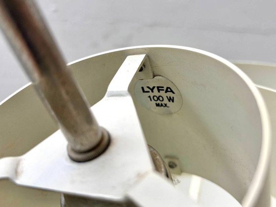 Image 1 of Suspension Multi Lite avec anneau chromé, conçue par Louis Weisdorf pour Lyfa, Danemark, années 1960