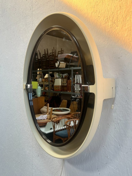 Image 1 of Specchio ovale vintage con illuminazione, Allibert, anni '70