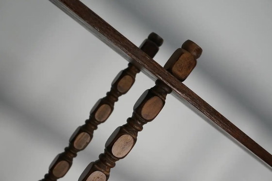 Image 1 of Bibliothèque/étagère murale à bobines en chêne français style années 50