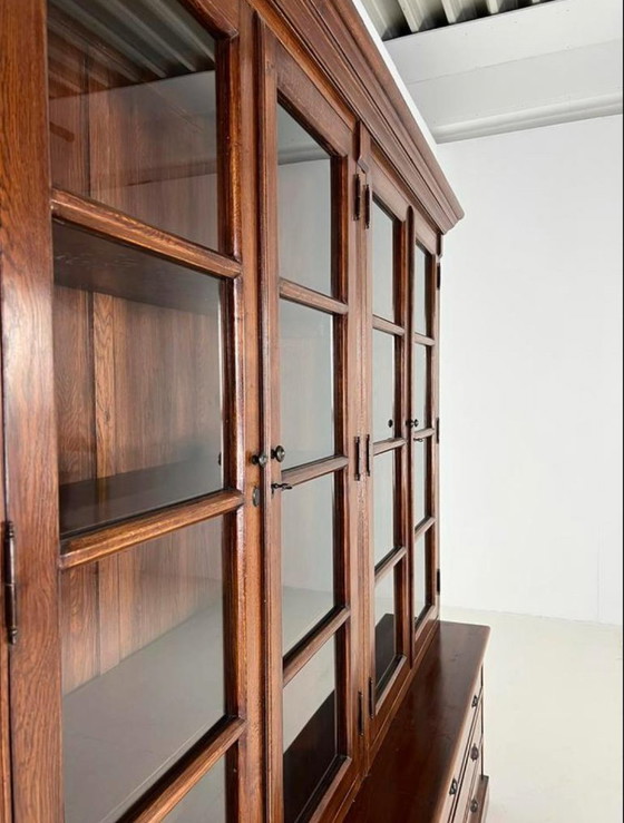 Eichholtz Sideboard - Bookcase - Display cabinet - solid oak cabinet Flamant, Wood, Glass, Brown, Klassiek (photo 9 of 15)