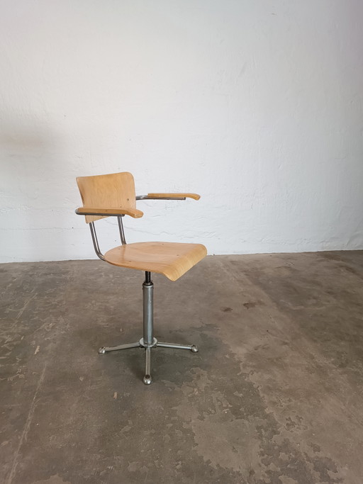 Vintage-Industriestuhl – bureaustoelen, Metal, Wood