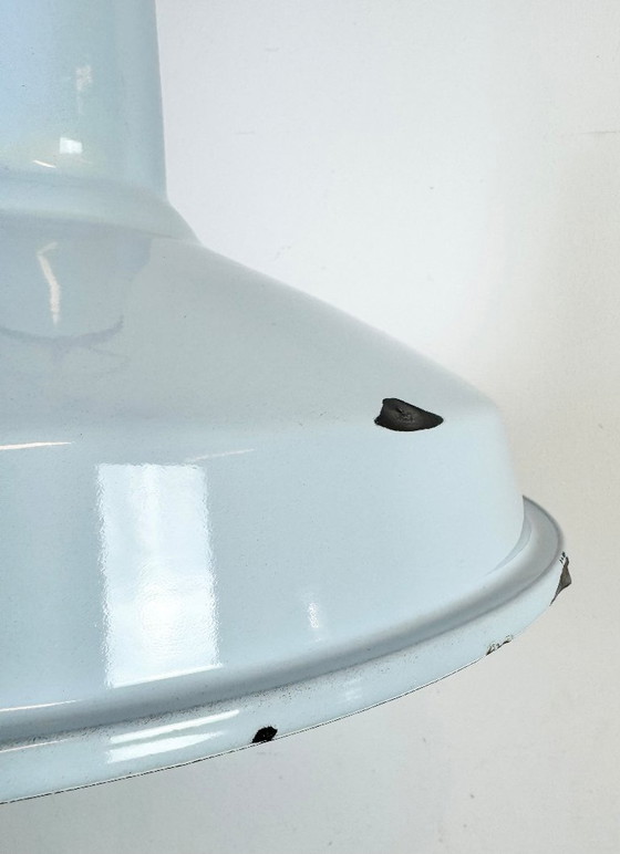Image 1 of Lampada a sospensione industriale in smalto azzurro chiaro, anni '60