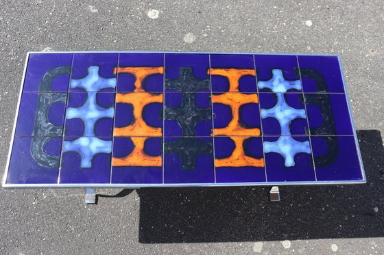 Image 1 of Vintage ceramic and steel coffee table