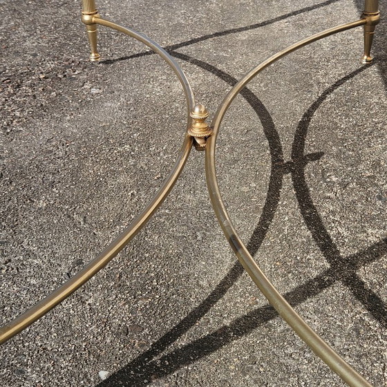 Image 1 of Tavolino da caffè vintage francese in marmo e ottone - Tavolo da cocktail - Tavolo da salotto - Stile Regency - Anni '70