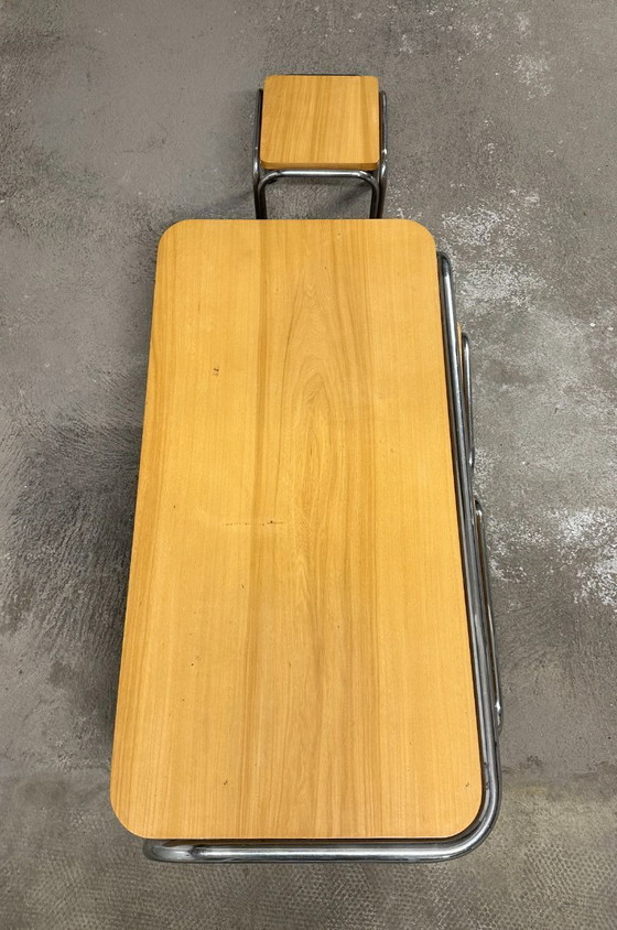 Image 1 of Set of 4 nesting coffee tables from the 70s in metal and solid oak