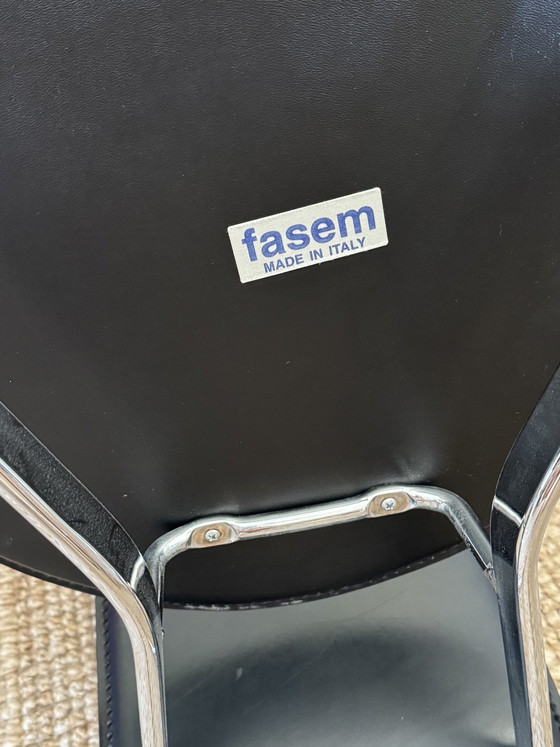 Image 1 of Set of 6 "S44" Leer en Chromen Design Stoelen door Gualtierotti en Vegni voor Fasem (1980s)