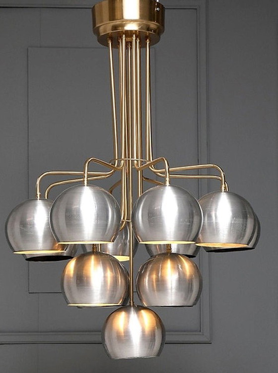 Image 1 of Lampe en nickel avec détails en laiton