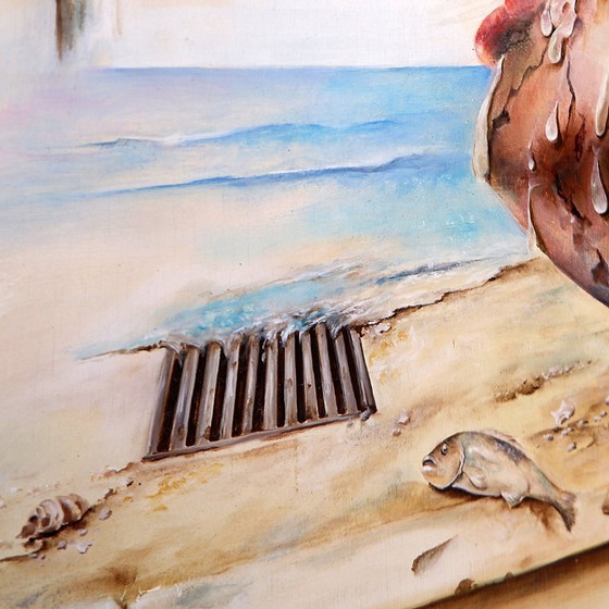 Image 1 of Surrealist oil painting on panel by Joseph Laureys (1944-2020)