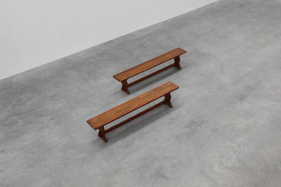 Image 1 of Rustic Oak Bench with Nice Patina, France ca. 1900