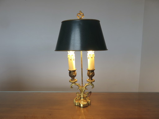 Hot-water bottle lamp, Lucien Gau edition, Paris, gilded bronze
