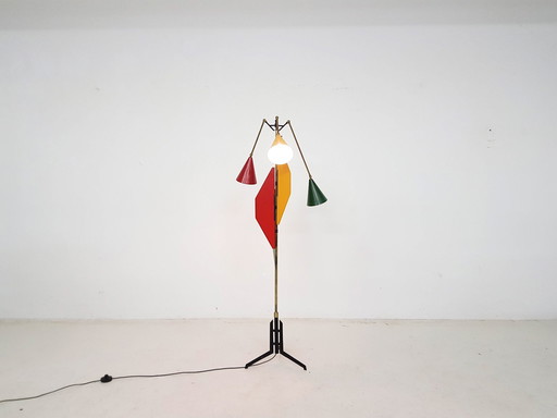 Exceptional Colorful Italian Midcentury Floor Light Attributed to Arredoluce