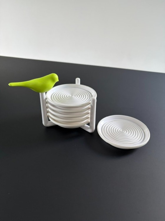 Set of 6 Design Coasters with Bird – White/Green – Table accessories, Other (photo 8 of 15)