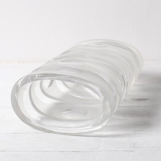 Mid-Century Iced Crystal Glass Vase: Peill & Putzler, Germany, 1960s