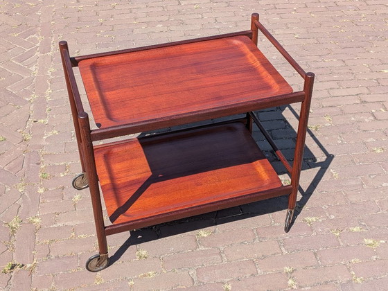 Vintage Deense serveerwagen/barkar van teakhout – Wood (photo 3 of 10)