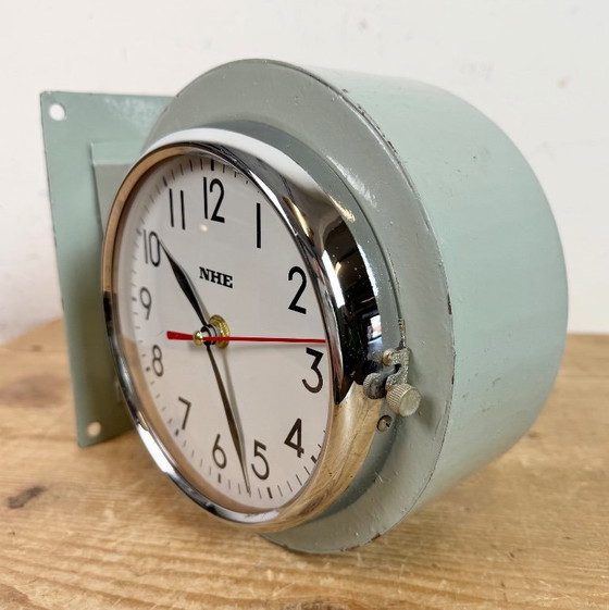 Image 1 of Vintage Green NHE Double-Sided Ship Wall Clock, 1980s