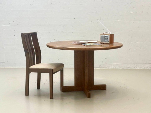 Round vintage dining table made of oak, 1970s – eettafels, Wood (photo 2 of 14)